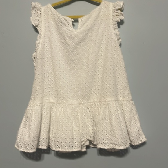 Polo White Eyelet Ruffle girls Top size 10 - Picture 3 of 4